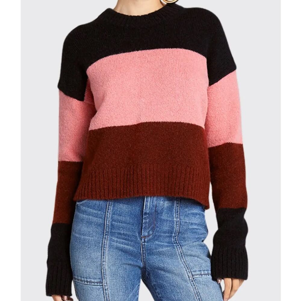 A.L.C. Morrison Alpaca Crew Neck Colorblock Pullover Sweater Multi Size Small